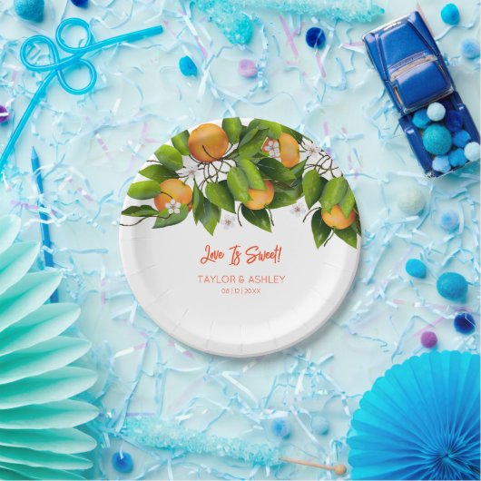 Liefde is zoet Oranje citrusvruchten Papieren Bordje (Feest)