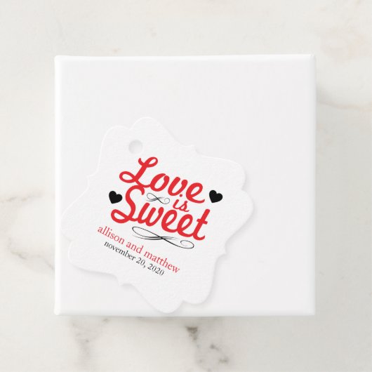Liefde is zoet ouderwets (rood / zwart) bedankjes labels (In situ)