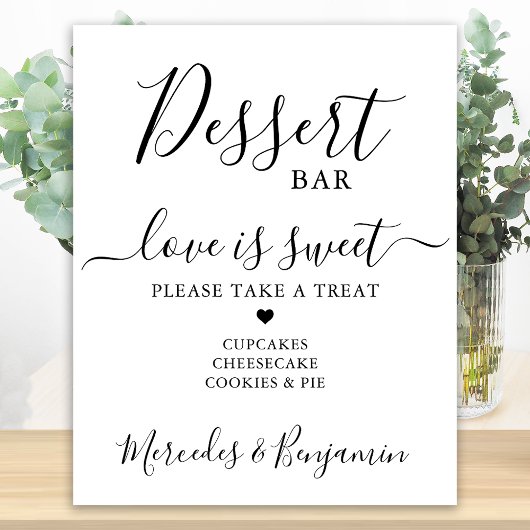 Liefde is zoet Persoonlijke trouwdag Dessert Bar Poster