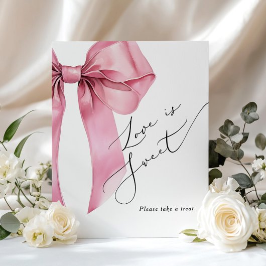 Liefde is zoet Pink Bow script Bruidsfeest Poster