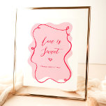 Liefde is zoet roze en rood retro golvend lijst poster<br><div class="desc">Liefde is zoet roze en rood retro golvend lijst Poster Matching items beschikbaar.</div>