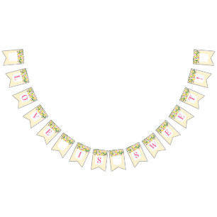 Liefde is zoet roze geel citroenen Vrijgezellenfee Vlaggetjes