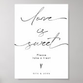 Liefde is Zoet Snoep Buffet Bruiloft Dessert Teken Poster (Voorkant)