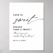 Liefde is Zoet Snoep Buffet Bruiloft Dessert Teken Poster (Voorkant)