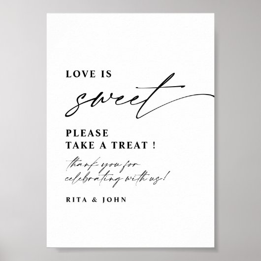 Liefde is Zoet Snoep Buffet Bruiloft Dessert Teken Poster (Voorkant)