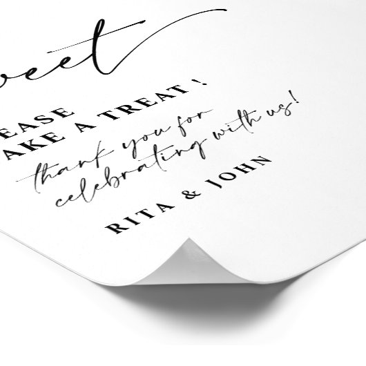 Liefde is Zoet Snoep Buffet Bruiloft Dessert Teken Poster (Hoek)