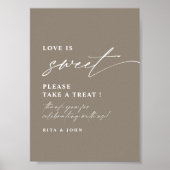 Liefde is Zoet Snoep Buffet Bruiloft Dessert Teken Poster (Voorkant)