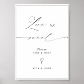 Liefde is Zoet Snoep Buffet Bruiloft Dessert Teken Poster (Voorkant)