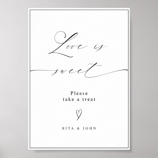 Liefde is Zoet Snoep Buffet Bruiloft Dessert Teken Poster (Voorkant)