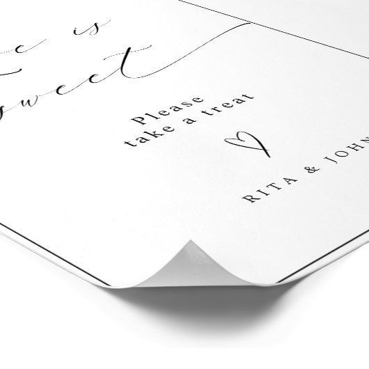 Liefde is Zoet Snoep Buffet Bruiloft Dessert Teken Poster (Hoek)