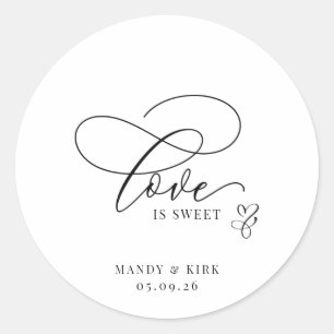 Liefde is Zoet Sticker   Trouwgunst & Zakje met Tr