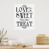 Liefde is zoet trouwbord poster (Keuken)