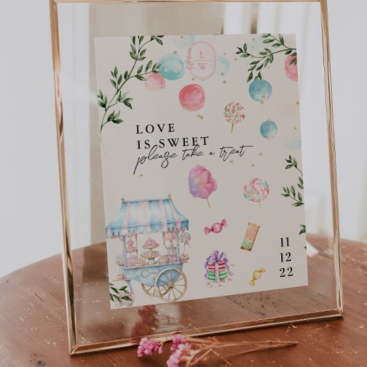 Liefde is zoet | Trouwdessertbord teken Poster