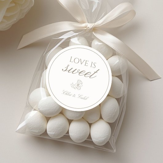 'Liefde is zoet' Trouwsticker Ronde Sticker