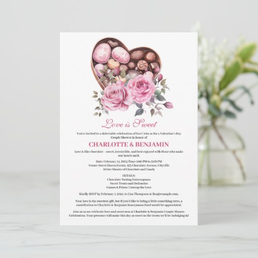 Liefde is Zoet Valentijn Thema Koppel Bruisfeestje Kaart (Staand voorkant)