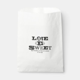 Liefde is zoet vintage trouw zwart & wit favoriet bedankzakje