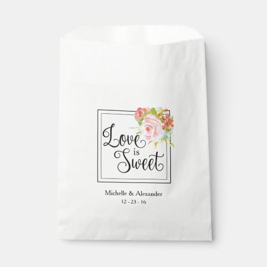 Liefde is zoet - Wedding Favor Bag, Douche Treats Bedankzakje (Voorkant)