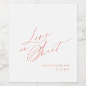 Liefde is zoet - Wedding Wine Label Wijn Etiket (Enkel label)