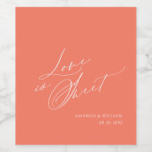 Liefde is zoet - Wedding Wine Label Wijn Etiket (Enkel label)