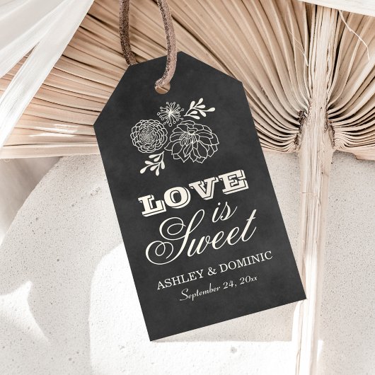 Liefde is Zoet Zwart Chalkboard Bruiloft Cadeaulabel