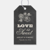 Liefde is Zoet Zwart Chalkboard Bruiloft Cadeaulabel (Voorkant)
