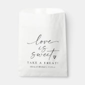 Liefde is zoet zwart en wit script bruiloft bedankzakje (Voorkant)