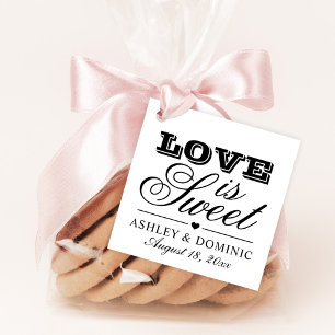 Liefde is Zoet Zwart Vintage Script Monogram Bedankjes Labels