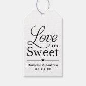 Liefde is Zoet Zwart Wit Script Trouwgunst Cadeaulabel (Voorkant)