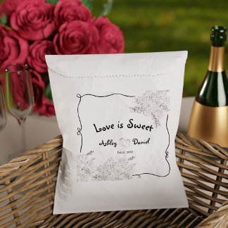 Liefde is Zoet Zwarte en Witte Rozen Doodle Bruilo Bedankzakje
