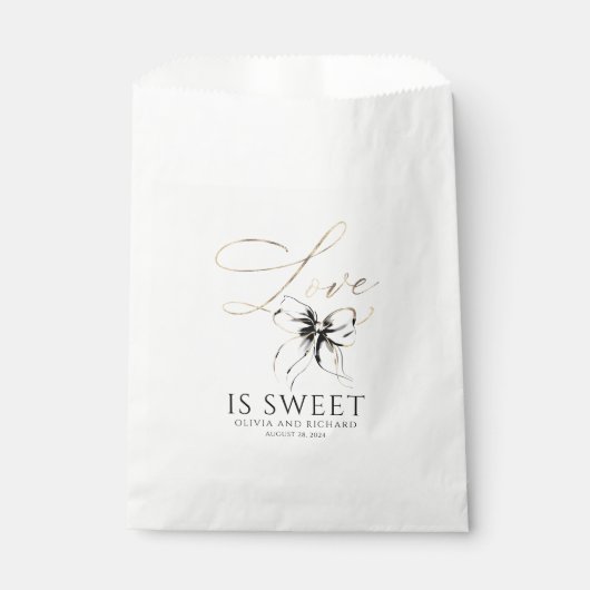 Liefde is Zoet Zwarte Strik Gouden Script Bedankt Bedankzakje (Voorkant)