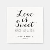 Liefde is zoete aangepaste zwart-wit bruiloft servet (Voorkant)