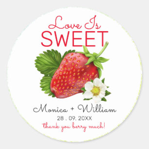 Liefde Is Zoete Aardbei Bruiloft Ronde Sticker