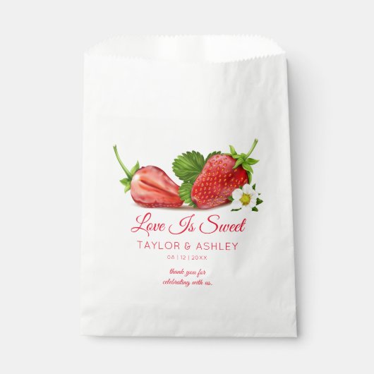 Liefde is zoete aardbeien fruit bedankzakje (Voorkant)
