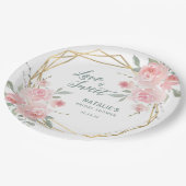 Liefde is zoete blozende bloem bruiloft papieren bordje (Gekanteld)