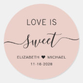 Liefde is zoete blush roze bruiloft gunst ronde sticker (Voorkant)