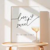 Liefde is zoete bruids parels en Prosecco Buffet Reclamebord Met Voetstuk