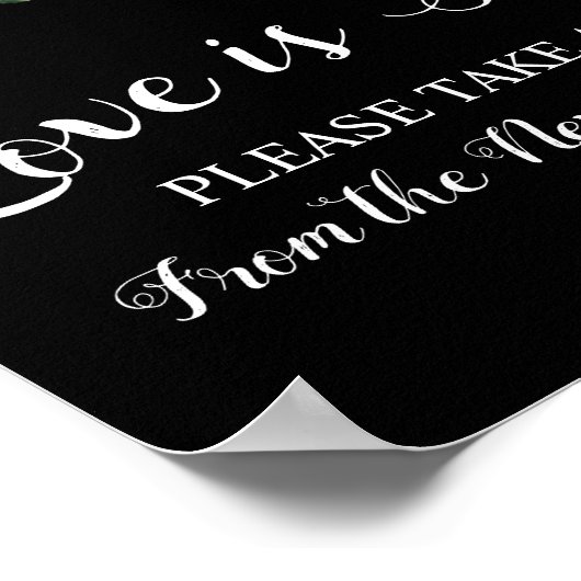 Liefde is zoete bruiloft bruidssalon bord poster (Hoek)