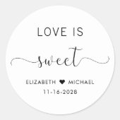 Liefde Is Zoete Bruiloft Dank Je Ronde Sticker (Voorkant)