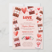 Liefde is zoete chocolade en harten Vrijgezellenfe Kaart (Voorkant)