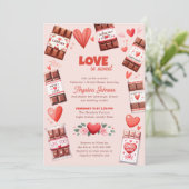 Liefde is zoete chocolade en harten Vrijgezellenfe Kaart (Staand voorkant)