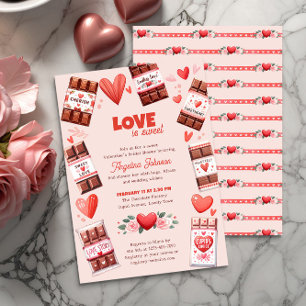 Liefde is Zoete Chocolade en Hartjes Bruidsmeisjes Kaart
