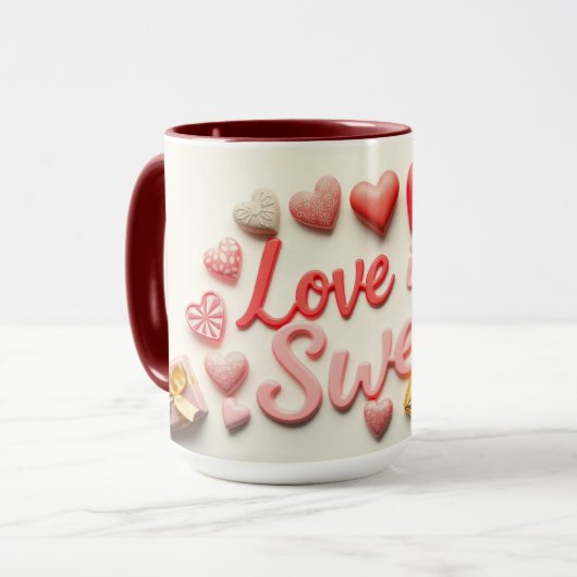 Liefde Is Zoete Chocolade Valentijnshart Mok (Voorkant links)