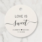 Liefde is zoete crème bruiloft bedankjes labels (Voorkant)