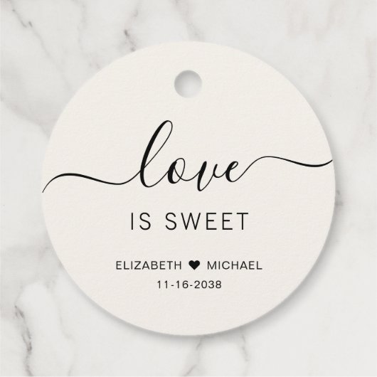 Liefde is zoete crème bruiloft bedankjes labels (Achterkant)