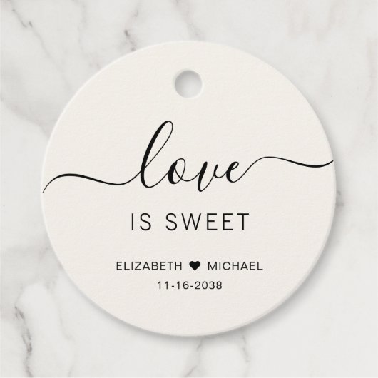 Liefde is zoete crème bruiloft bedankjes labels (Voorkant)