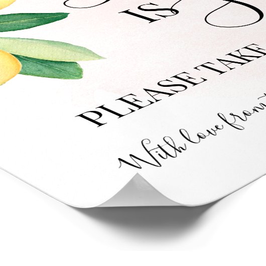 Liefde is zoete dessert tafel bruiloft citroenen poster (Hoek)