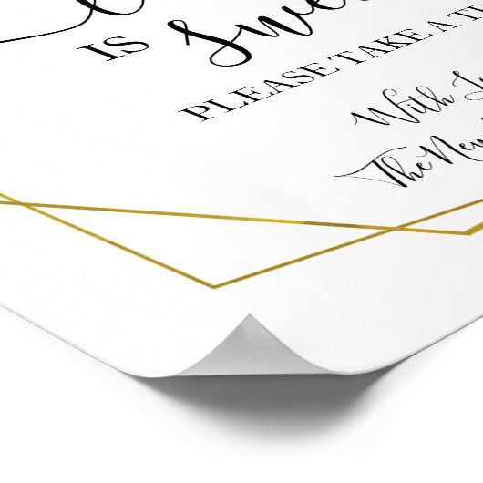 Liefde is zoete dessert tafel groen goud bruiloft poster (Hoek)