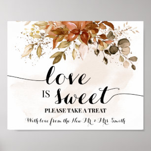 Liefde is zoete dessert tafel herfst bruiloft poster