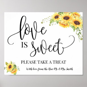 Liefde is zoete dessert tafel trouw bruidspaar zon poster