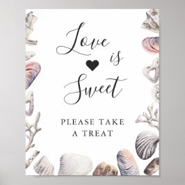 Liefde is zoete dessert waterverf witte zeeschelp poster